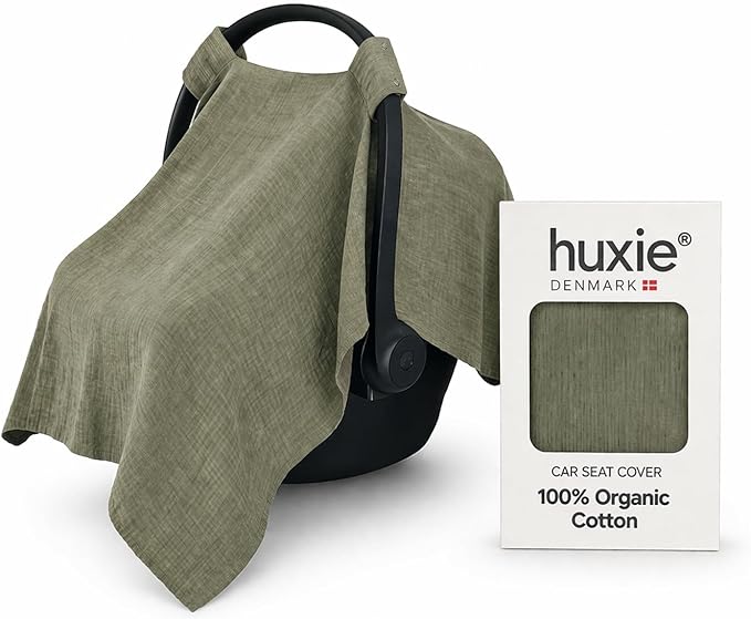 Car Seat Cover Baby - Organic Muslin Cotton - Carseat Canopy - 43" x 32" - Sage Green