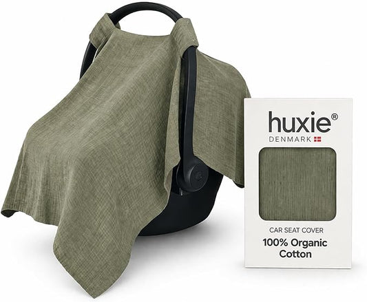 Car Seat Cover Baby - Organic Muslin Cotton - Carseat Canopy - 43" x 32" - Sage Green