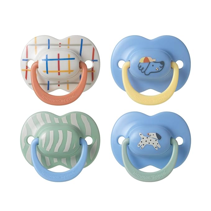 Tommee Tippee Ultimate Fit Pacifiers, 6-18 Months, Extra Air Holes, Symmetrical Nipple and Shield, 100% BPA Free Silicone, Dishwasher and Sterilizer Safe, Blue and Green, Pack of 4