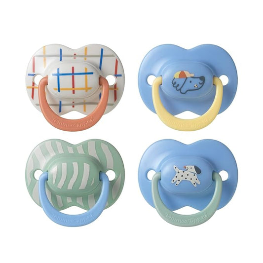 Tommee Tippee Ultimate Fit Pacifiers, 6-18 Months, Extra Air Holes, Symmetrical Nipple and Shield, 100% BPA Free Silicone, Dishwasher and Sterilizer Safe, Blue and Green, Pack of 4