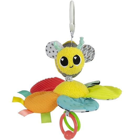 LAMAZE Clip On Car Seat and Stroller Toy - Buzzy The Bee - Crinkle Car Seat and Stroller Toys - Sensory Travel Toys for Babies - Infant Toys Ages 0 Months and Up