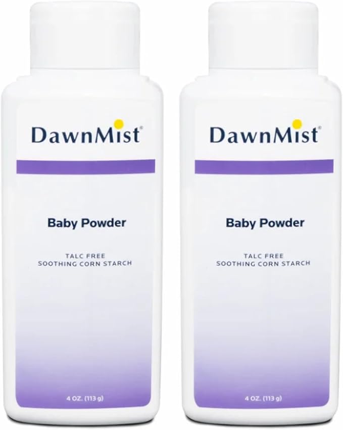 Dukal DawnMist Baby Powder – Cornstarch Formula, 4 oz. – Pack of 2 – Gentle, Softening Powder for Babies, Adults, and Daily Use