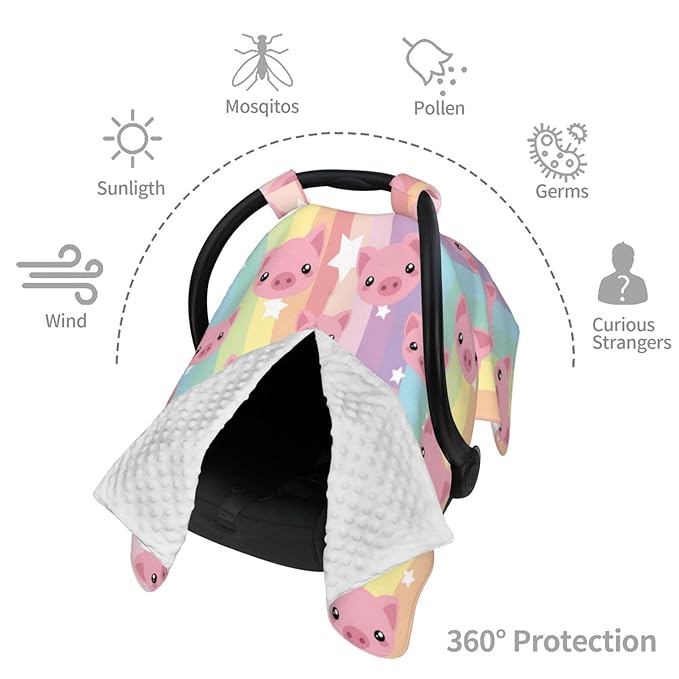 Pig Baby Car Seat Canopy Cover 39x27.5 Inches Multi Use Nursing Cover for Newborn Car Seat Canopy Mom Nursing Breastfeeding Covers Newborn Shower Gifts