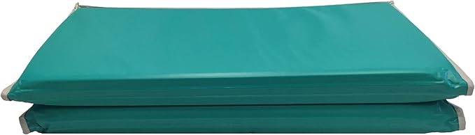 KinderMat, Heavy-Duty 1" Thick Rest Mat, 4-Section Rest Mat, 48" x 24" x 1", Blue/Teal with Grey Binding, Great for School, Daycare, Travel, and Home, Made in The USA
