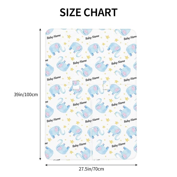 Personalized Watercolor Elephant Baby Infant Car Seats Canopy for Babies with Name, Custom Car Seat Covers for Baby Boys Girls, Peekaboo Minky Nursing Breastfeeding Stroller Canopies for Newborn