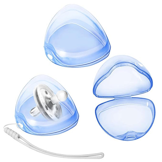 Nisxabebe Pacifier Case,3 Pack BPA Free Pacifier Holder Case with Lanyard for Diaper Bag,Pacifier Container Box for Baby Binky Nipple Travel,Essential Pacifier Accessories,Easy to Clean,Blue