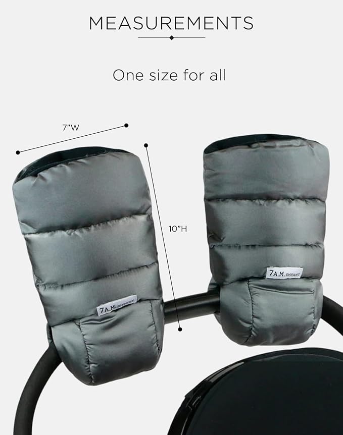 7AM Enfant Stroller Warmmuffs Gloves - Anti-Freeze Stroller Mittens for Handlebars, Water Repellent Hand Warmer Muff for Cold Weather, Plush Lined Stroller Warmmuffs | Winter Stroller Accessories