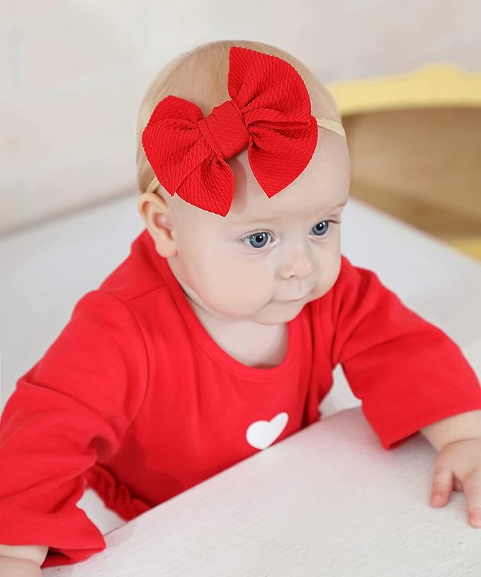 Cinaci 30 Pack Super Stretchy Nylon Headbands with Big Bow Hair Accessories for Baby Girls Infants Toddlers Kids Teens