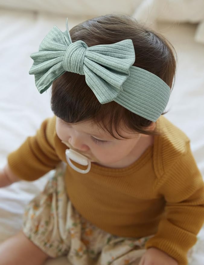 6 Pack Pink Baby Girl Headbands and Bows, Handmade Infant Headband Bows for Baby Girls Head Wraps Newborn Toddler Bonnet Unisex (03H-01)