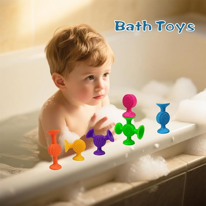 Jofan 12 Pack Suction Cup Bath Toys Texture Sensory Toys for Kids Toddlers Boys Girls Easter Basket Stuffers Gifts Fillers Party Favors