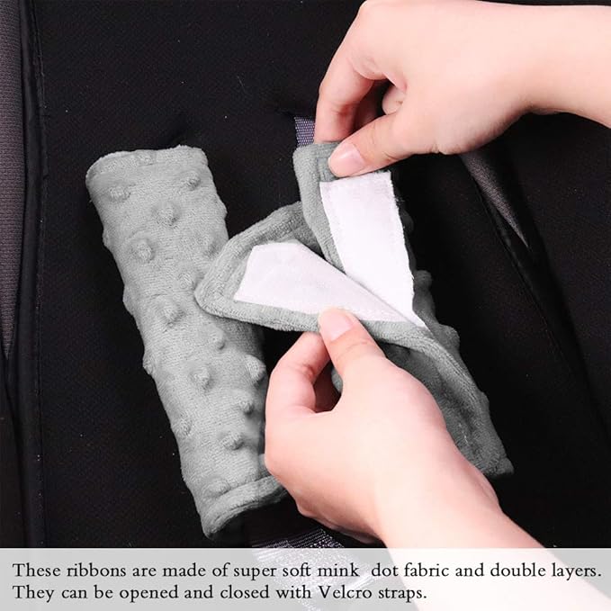 Baby Head Pad and Strap Covers, Infant Car Seat Insert Cushion, Ultra Soft Head and Neck Cushion for Car Seat, Baby Car Seat Cushion (Gray)