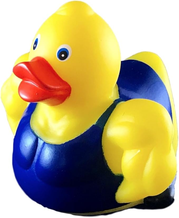3" Bodybuilder Rubber Duck [Floats Upright] - Baby Safe Bathtub Bathing Toy