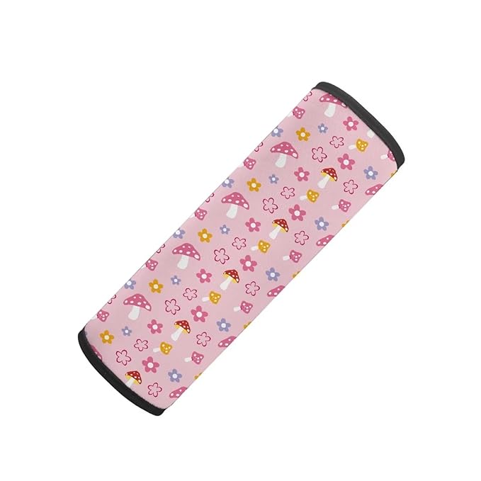 AFPANQZ Auto Seat Belt Covers for Kids Girls 2 Pack Safety Seatbelt Pad Cushion Mushroom and Floral Seatbelt Covers Portect Neck Shoulder Support Seatbelt Pillow Backpack Shoulder Straps Pads