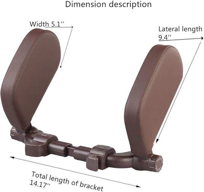 Car Headrest Pillow, 360°Adjustable PU Leather Car Seat Head Neck Support Rest Cushion Both Kids Adults for Travel Sleeping