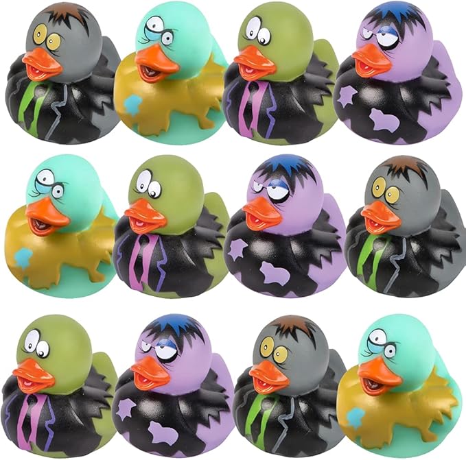 ArtCreativity 12 PCS Halloween Rubber Ducks, Zombie Rubber Duckies for Kids, Variety of Designs and Colors, Trick or Treat Supplies,Party Favors, Goodie Bag Filler, Halloween Themed Bathtub Toys