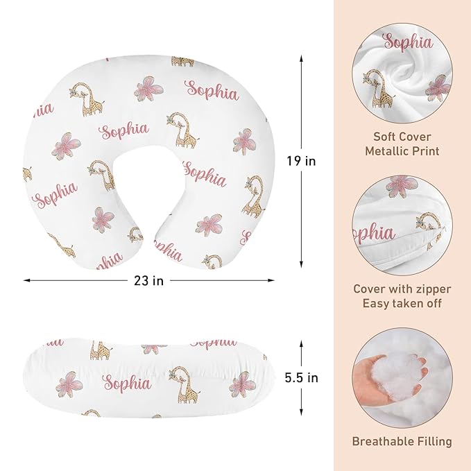 Personalised Infant Car Seat for New Parents - Baby Carseat Cover, Breast Feeding Pink Giraffe Print Cover, Multi -Function pad for Boys Girls Toddlers - Christmas Gifts for Parent Babies(27"x29")