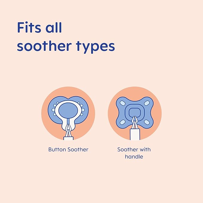MAM Dummy Clip | Baby Soother Clips Fit All MAM Soothers | Adjustable Length and Lightweight Design | Baby Accessories | Blue (Various Designs) | Dummies Not Included