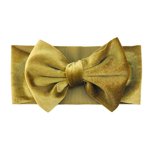Baby Girl's 7'' Soft Big Bowknot Velvet Headband Toddler Hairband for Photography Travel Party Festivals (Gold Yellow, One Size)