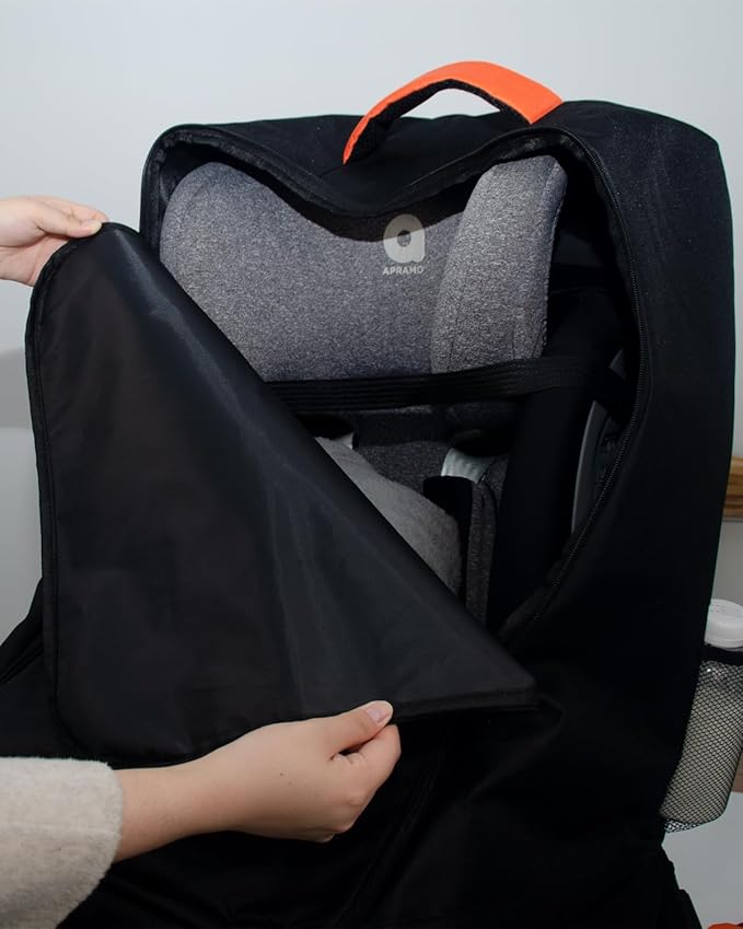 Padded Car Seat Travel Bag for Airplane, Heavy-Duty & Waterproof Car Seat Backpack for Air Travel, Fits Most Baby Car Seats, Boosters & Carriers with Airtag Compatible - Black
