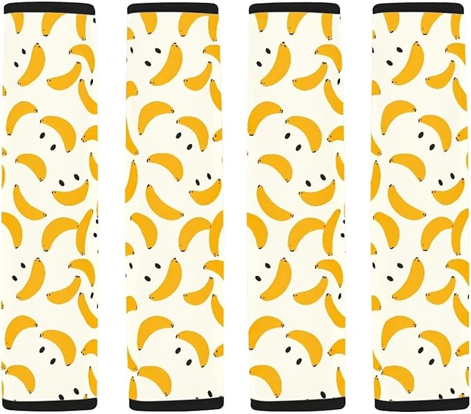 Car Seat Belt Cover Soft Car Safety Seat Belt Strap Shoulder Pad for Women Men 2 Pack for Adults Child Interior Decor Banana Smile Print