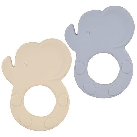 Silicone Baby Teether Toy, Teething Toy for Babies, Ivory Gray Elephant Shape, Babies Teether, Easy to Hold, Sensory Stimulation for Infants, BPA Free, Food Grade, Newborn Baby Shower Gifts