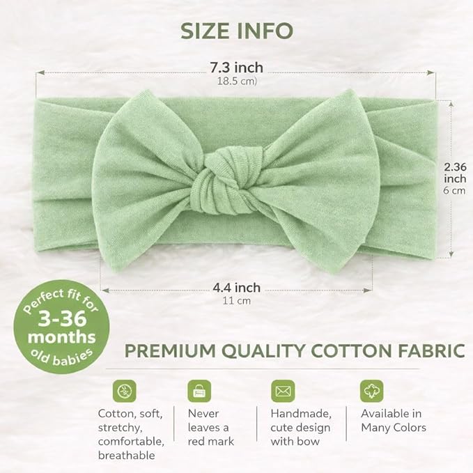 Baby Girl Headbands-Infant,Toddler Cotton Handmade Hairbands with Bows Child Hair Accessories