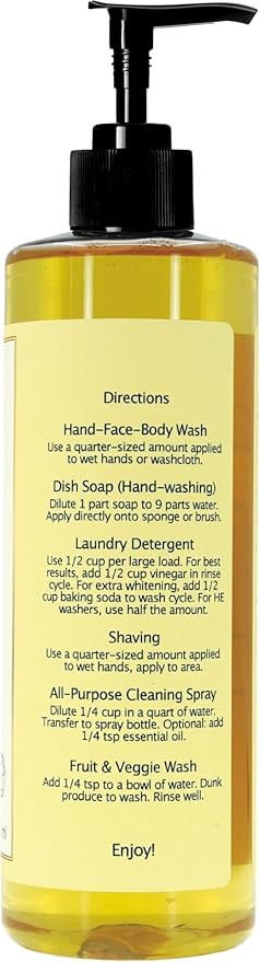 Claya Liquid Castile Soap – Organic Ingredients, Biodegradable, Gentle for Sensitive Skin and Versatile Use (16 fl oz (Pump Cap), Frankincense)