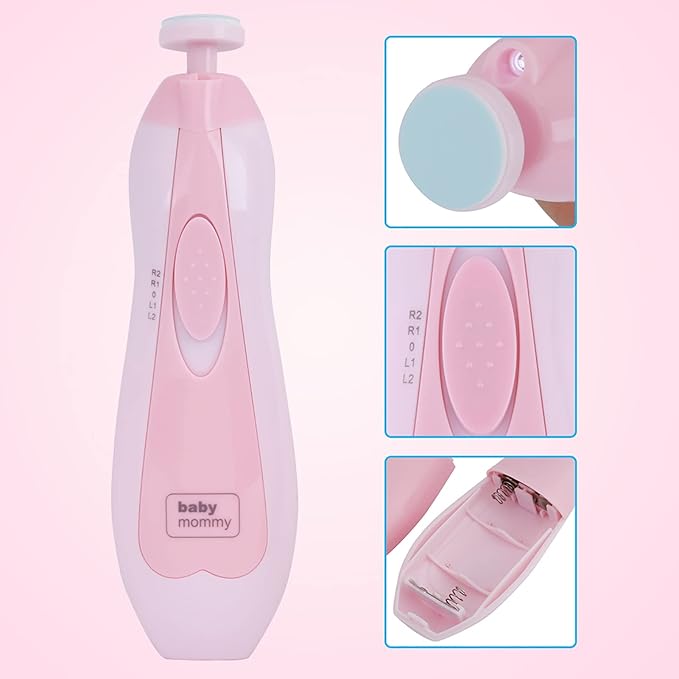 Baby Nail File Electric, 16 in 1 Baby Nail Trimmer Manicure Kit Baby Fingernail Clippers with Light, Baby Nail Grinder Toes Care Trim Polish Grooming Set for Infant Toddler with