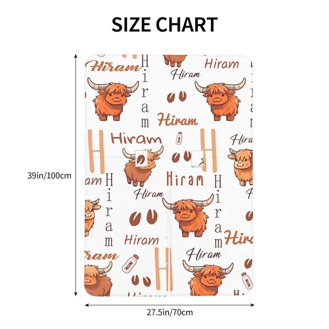 Customized Highland Cow Baby Car Seat Cover for Boys Girls, Personalized Peekaboo Opening Carseat Covers with Name, Custom Nursing Covers Breastfeeding Scarf for Infant Newborn