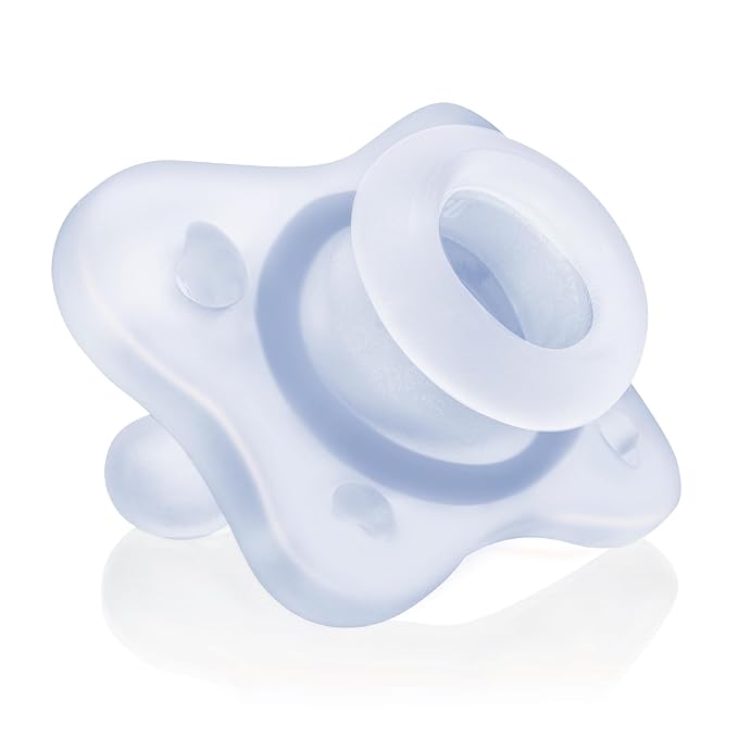 Chicco PhysioForma Mini Orthodontic Pacifier for Babies 0-2 Months, Ultra Light & Small, 100% Soft Silicone, Supports Breathing, One-Piece Design, Included Sterilizing Case, BPA Free, 2-Pack, Blue