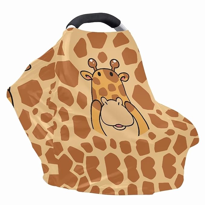 JEOCODY Car Seat Cover for Babies Brown Cow Pattern Elastic Shopping Cart Cover Shopping Cart Cover Infant Carseat Canopy Breathable Baby Carrier Covers for Boys Girls