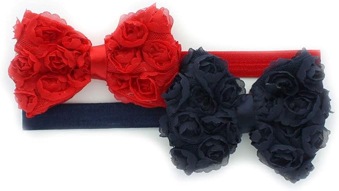 My Lello 2 Pack Infant Baby Mixed Colors Fabric Rose Bow Headbands