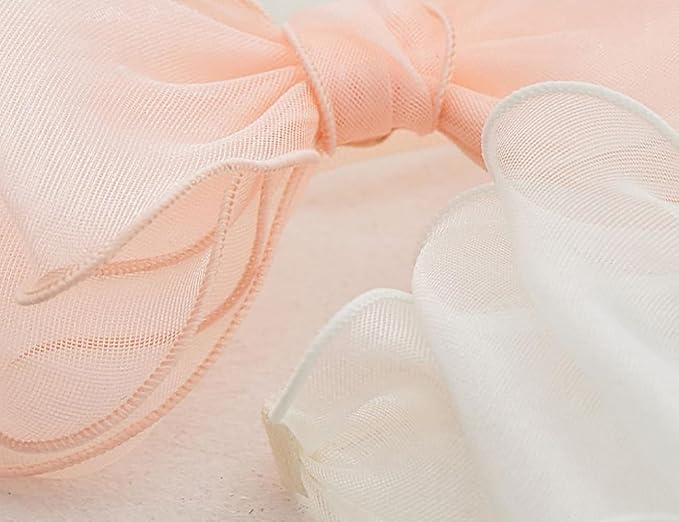 Baby Girls Lace Bow Headband Cute Chiffon Bow-Knot Toddler Hairband Elastic Soft Lace Infants Birthday Party Hair Accessories (Pink-5, One size)