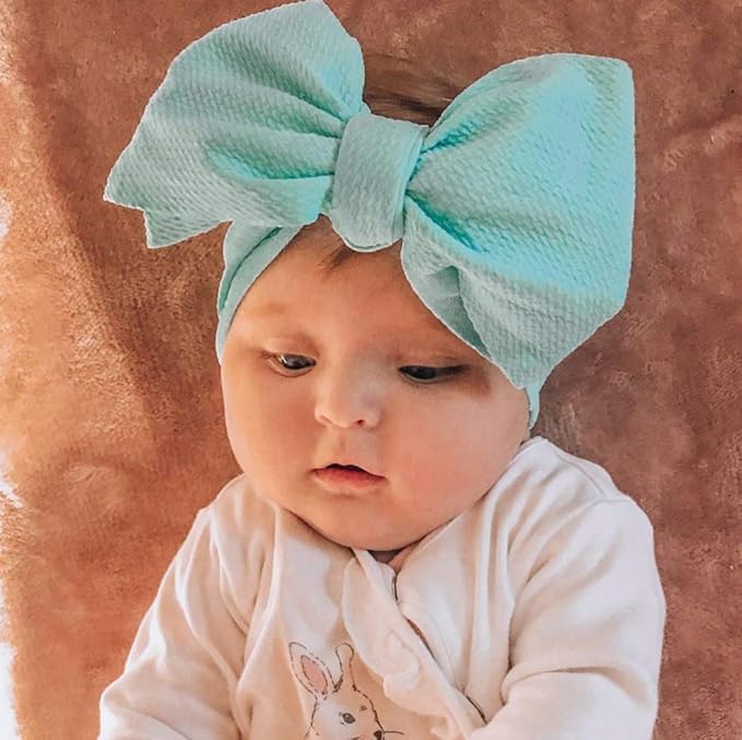 KIDOCHEESE Oversized Headbands with Large Hair Bows, Elastic Nylon Hairbands and Head Wraps for Baby Girls, Newborns, Infants, and Toddlers