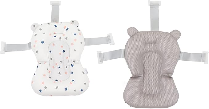 Baby Bath Seat, Baby Bath Cushion Floating Newborn Bathtub Mat Baby Bath Mat Infant Bath Supporter Net Baby Bathtub Pillow Bath Supporter for Newborn (White Stars)
