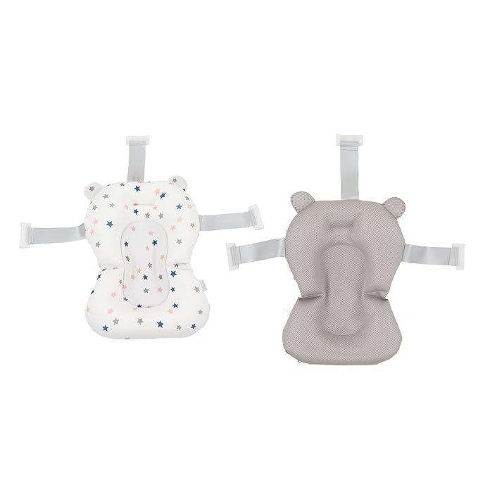 Baby Bath Seat Cushion Floating Safe Foldable Adjustable Infant Bath Supporter for Newborn Blue Bear, Supports Baby Body, Safety to Use, Easy to Clean, Odorless Material, Optimal (White Stars)