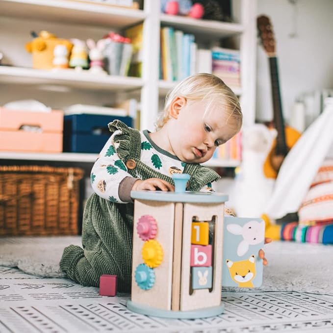 Bigjigs Toys, FSC® Certified Rolling Activity Centre, Wooden Toys, Baby Activity Centres, Wooden Shape Sorter, Toddler Toys, Baby Toys, Baby Wooden Toys, Wooden Activity Cube for 1 Year Olds