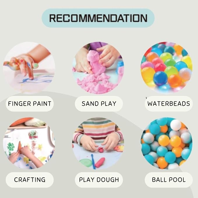 BLUETREE Sensory and Messy Play Mat for Toddlers, Infants and Kids, Safe, Waterproof, Double-Sided and Durable, Play Yard 51"x51"x7.9" Ivory and Gray