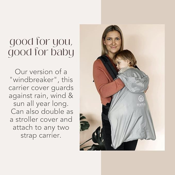 MiaMily Universal Summer Cover for Wind and Rain, with Hood, Universal, Waterproof and Windproof Baby Carrier Cover, Pink