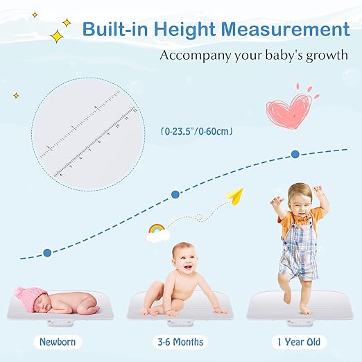BABY JOY Baby Scale, Multifunctional Pet Scale with Digital LED Display, 4 Weighing Modes, Curved Tray, Rubber Feet, Weighing Scale for Newborn, Animals, High Precision at 0.1oz, Max Weight 66lbs