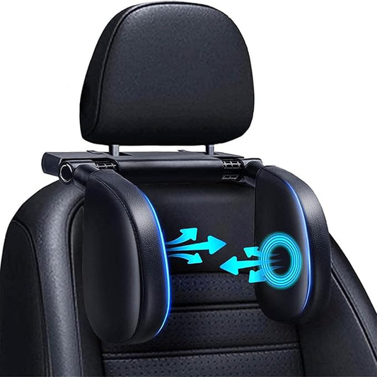 Car Headrest Pillow, 180 Degrees Adjustable Car Seat Headrest with Memory Foam, Head Rest Pillow for Car Suitable for Adults and Children to Sleep While Traveling, Black