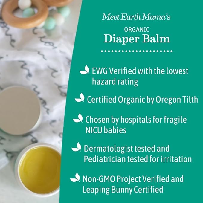 Earth Mama Organic Diaper Balm Multipurpose Baby Ointment Set | EWG Verified, Petroleum & Fragrance Free with Calendula for Sensitive Skin