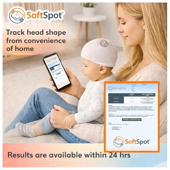 SoftSpot Baby Head Shape Measurement Kit – Measure & Track Baby Head Shape at Home with SoftSpot App (iOS & Android) – Includes Cap & Unlimited App Measurements