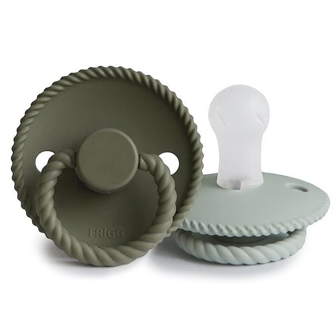 Frigg Rope SilkySoft Silicone Baby Pacifier | Made in Denmark | BPA-Free (Olive/Sage, 0-6 Months)