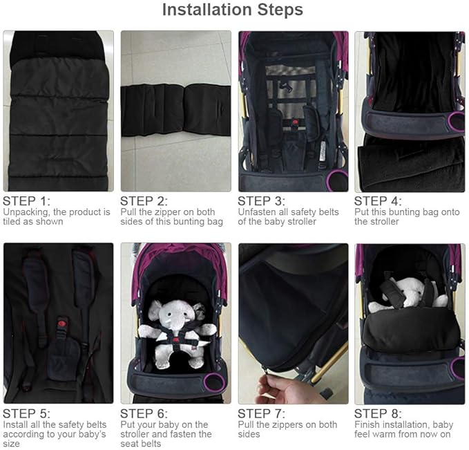 Universal Waterproof Baby Stroller Footmuff - Warm Winter Sleeping Bag with Double Zipper for Infants & Toddlers, 3-Season Use