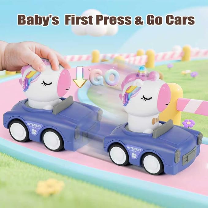 Press to Go Car Toys for Toddlers 1-3, Animal Baby Cars, Push Go Friction Inertia Car, Infant 6-9-12-18 Month, 1st Birthday Gift for 1-2 Year Old Boy Girl