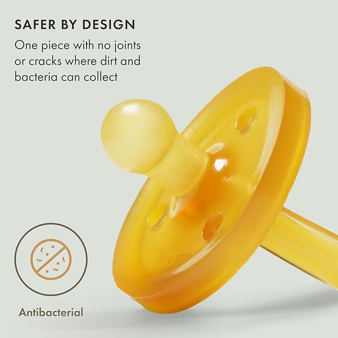 Natursutten 2-Pack Natural Rubber Pacifiers - Safe & Soft BPA-Free Pacifier for Breastfeeding Babies, Made in Italy, Original Shield Round Nipple, 6-12 Months