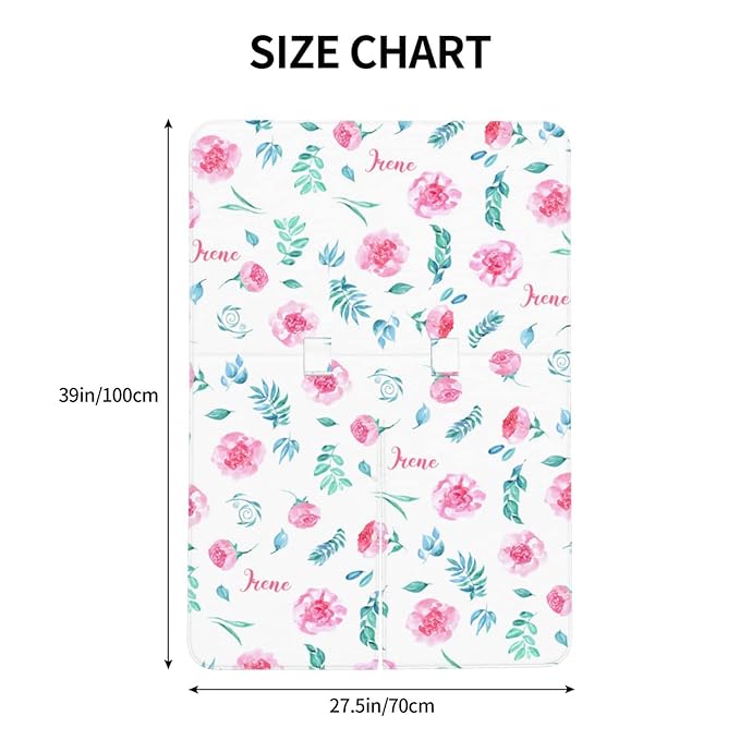 Personalized Pink Flower Baby Infant Car Seats Canopy for Babies with Name, Custom Green Leaves Lightweight Covers for Baby Boys Girls, Minky Nursing Breastfeeding Stroller Cover for Newborn