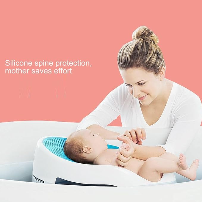 Summer Clean Rinse Baby Bather, Bath Support for Use on The Counter, in The Sink or in The Bathtub, TPE Soft Silicone Baby Bath Seat, Use from Birth Until Sitting Up (Light Blue)
