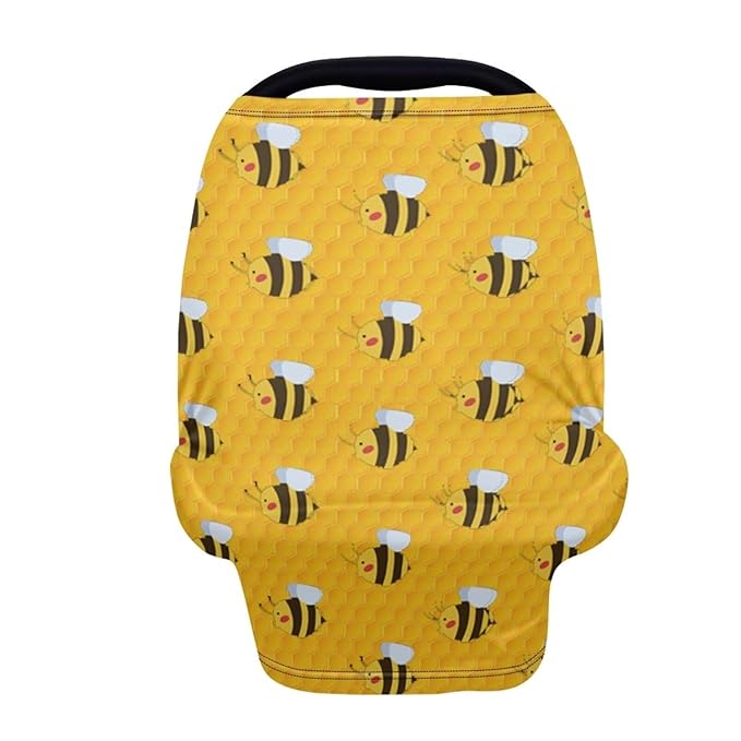 Forchrinse Bee Baby Car Seat Cover Soft Stretchy Breastfeeding Nursing Cover Multi Use Cover for Shopping Cart/High Chair/Stroller